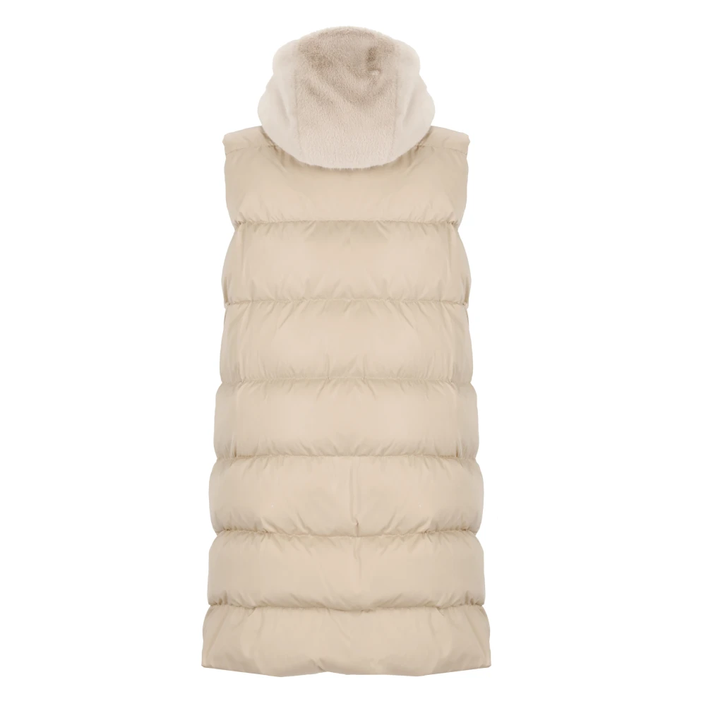 Herno Gewatteerde Beige Vest met Capuchon Beige Dames