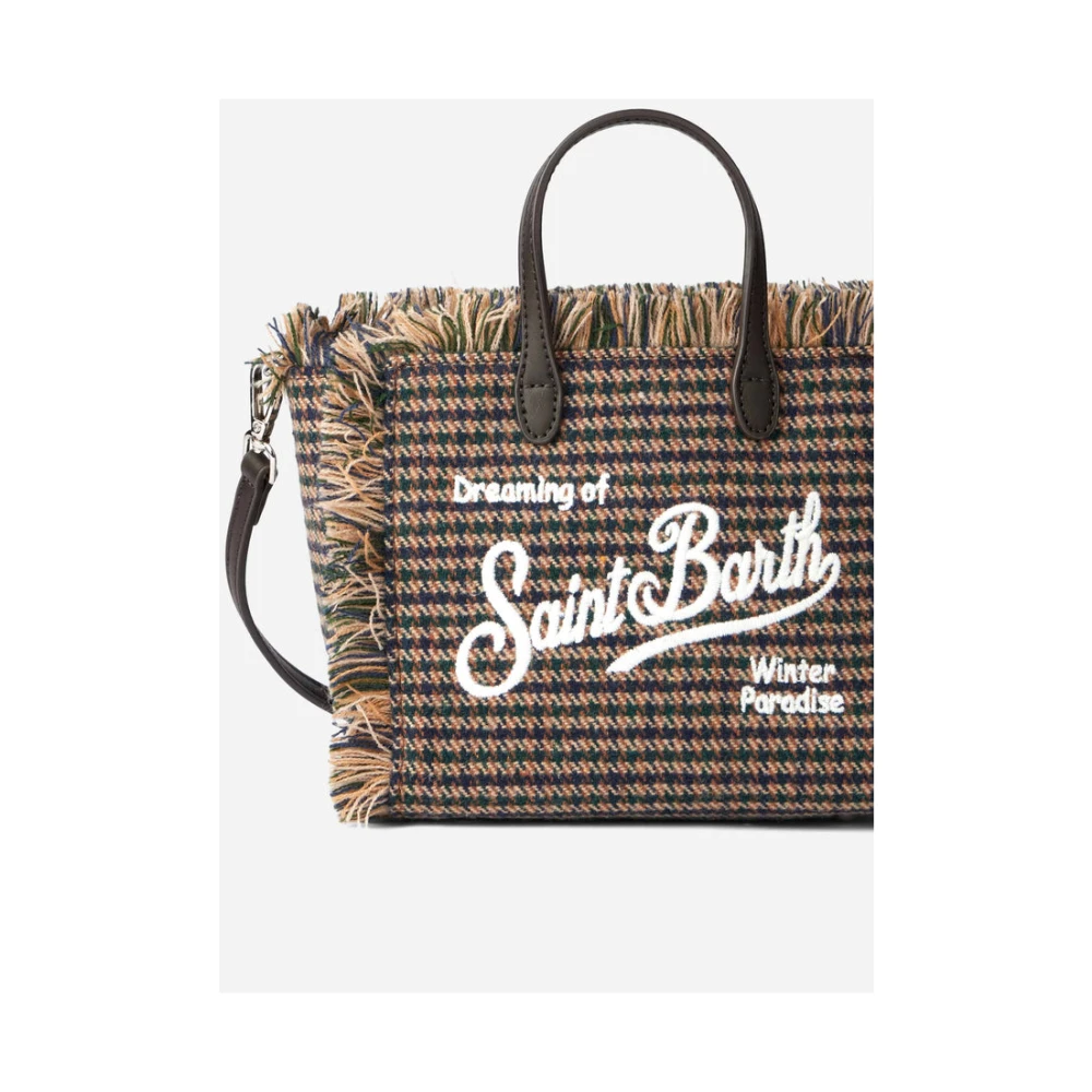 MC2 Saint Barth Mini Vanity Wollen Handtas met Houndstooth Beige Dames