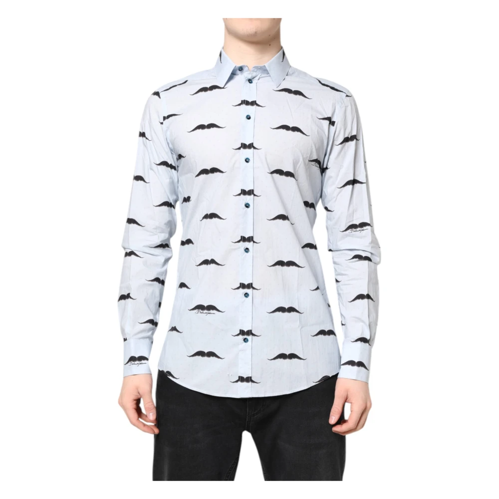 Dolce & Gabbana Men's Blue Casual Shirts, Xl, Light Cotton Martini Formal Shirt