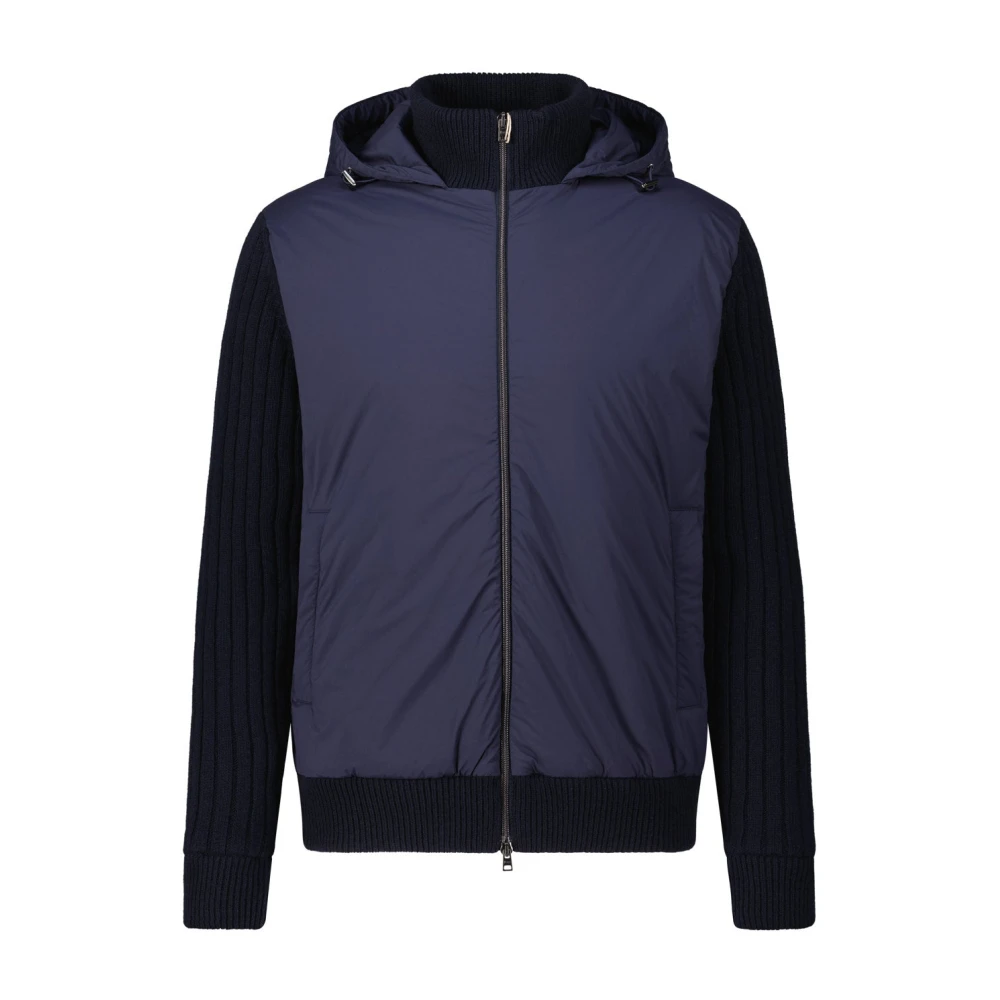 Herno Gewatteerde jas met wol ornamenten Blue Heren