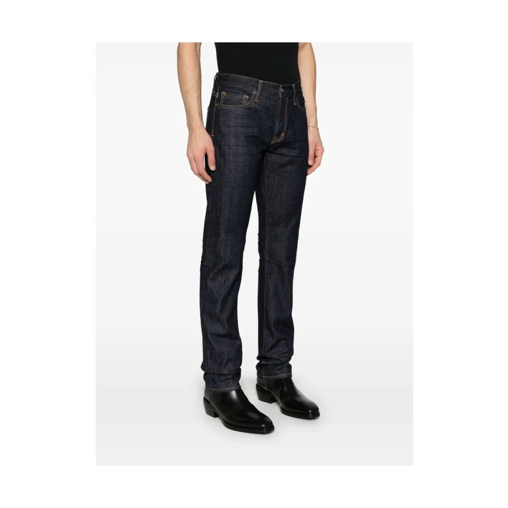 Tom Ford Indigo Blauwe Klassieke Knoopsluiting Jeans Blue Heren