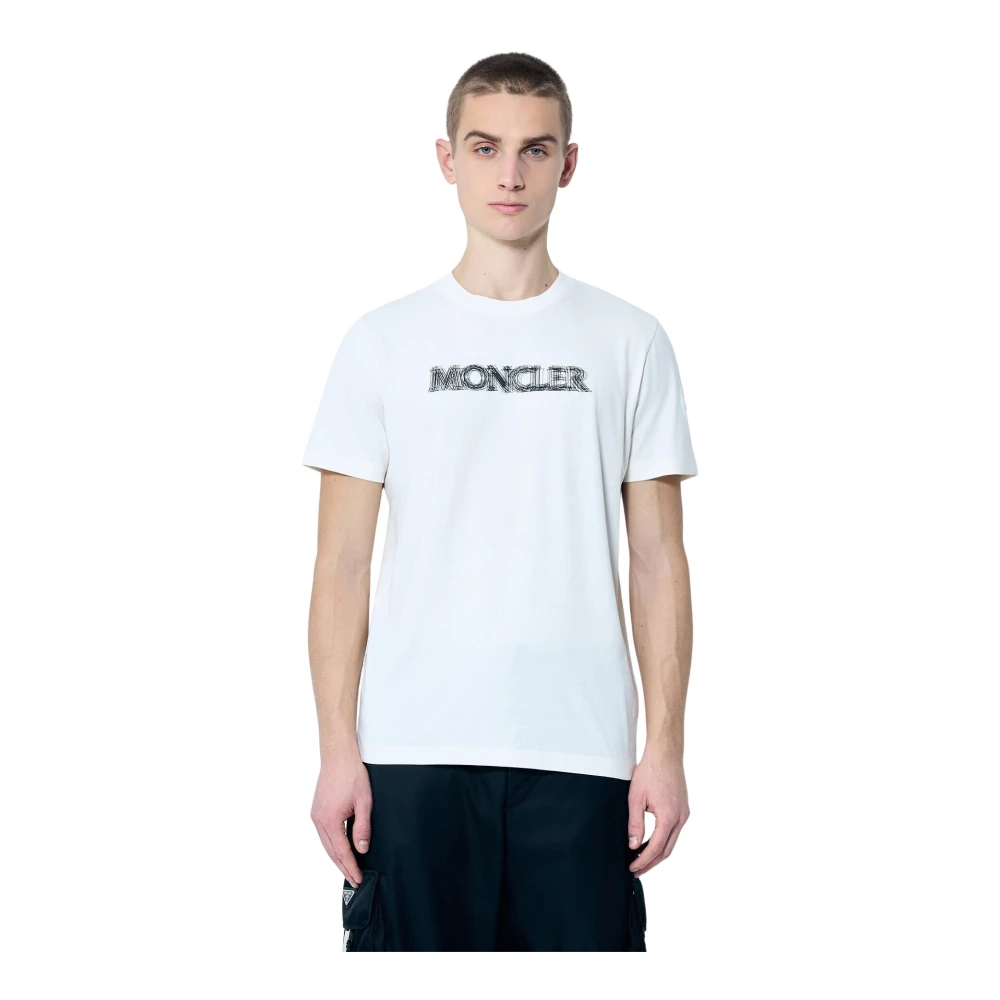 Moncler Katoenen Jersey Logo Print T-Shirt White Heren