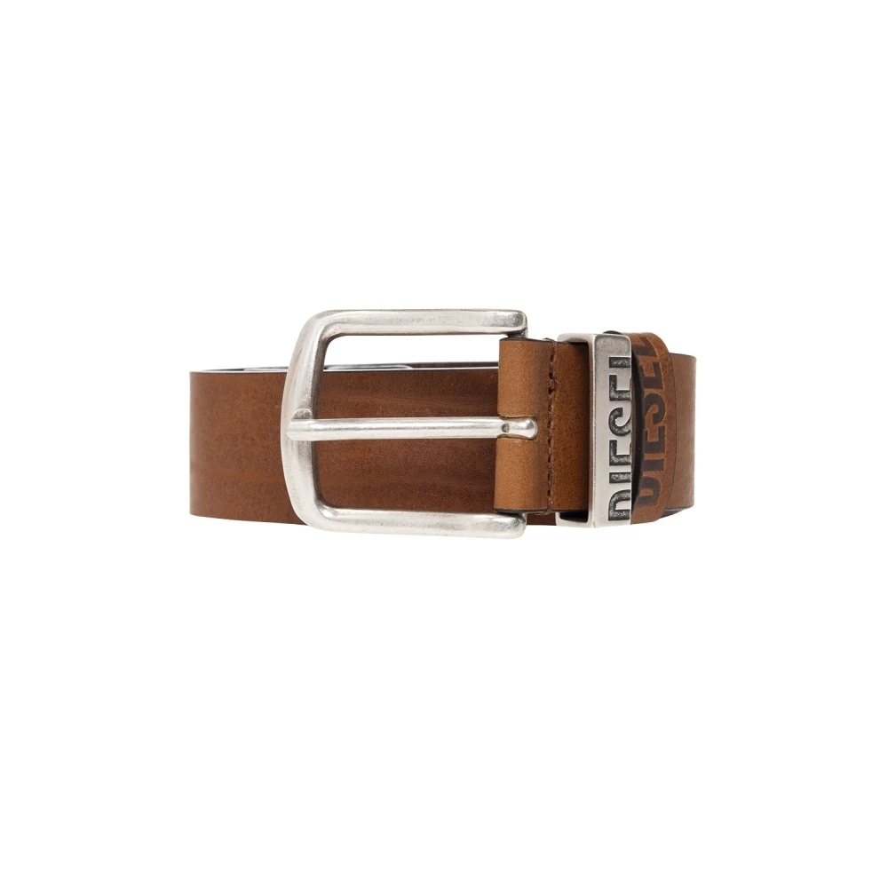Diesel Mannelijk Bruin Accessoires Heren, 75 Cm, Leer, Logo B-Visible Riem