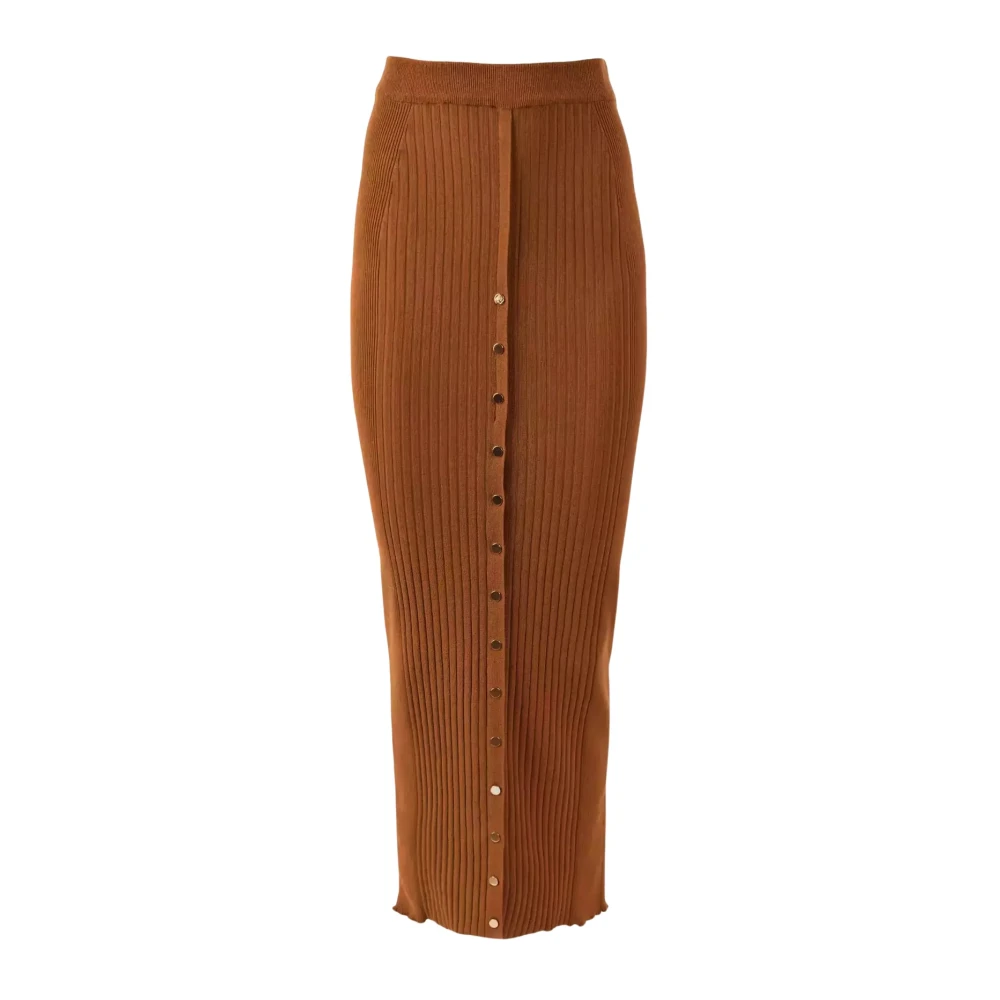 Paco Rabanne Bruine Maxi Gebreide Rok Brown Dames