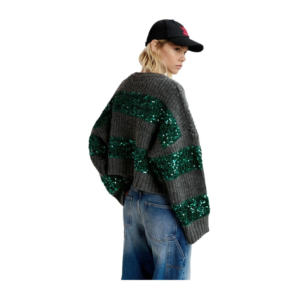 Essentiel Antwerp Sprankelende Gestreepte Gebreide Trui Gray Dames