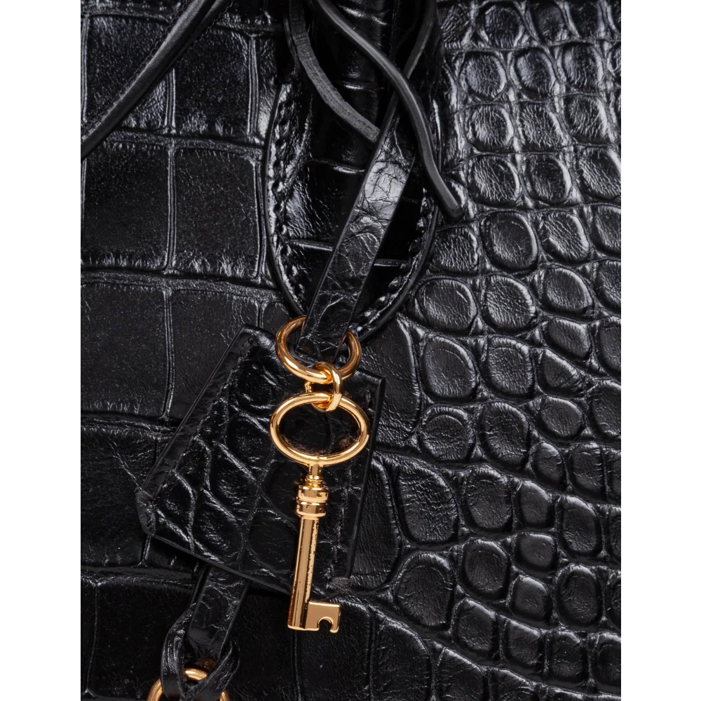 Dolce & Gabbana Zwarte Krokodil-Print Marlene Handtas Black Dames