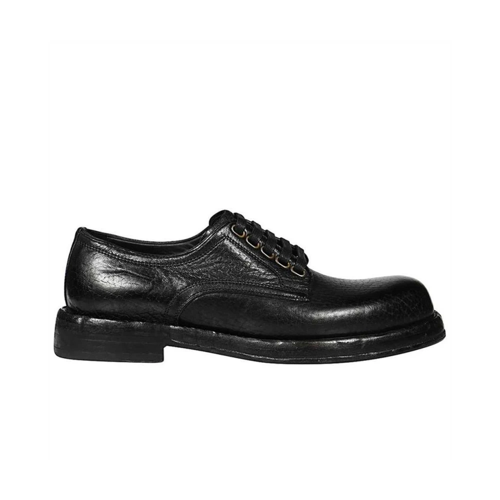 Dolce & Gabbana Black Classic Leather Derbies With Rubber Sole - Male - Dress Shoes - 8 Uk - Shoes