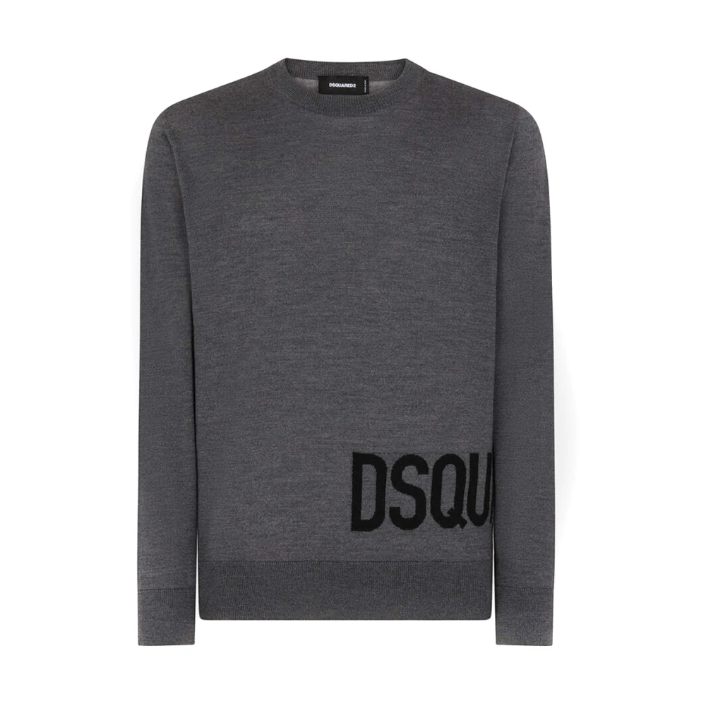 Dsquared2 Men's Gray Round-Neck Knitwear, Xl, Stylish Jumpers For And Wo