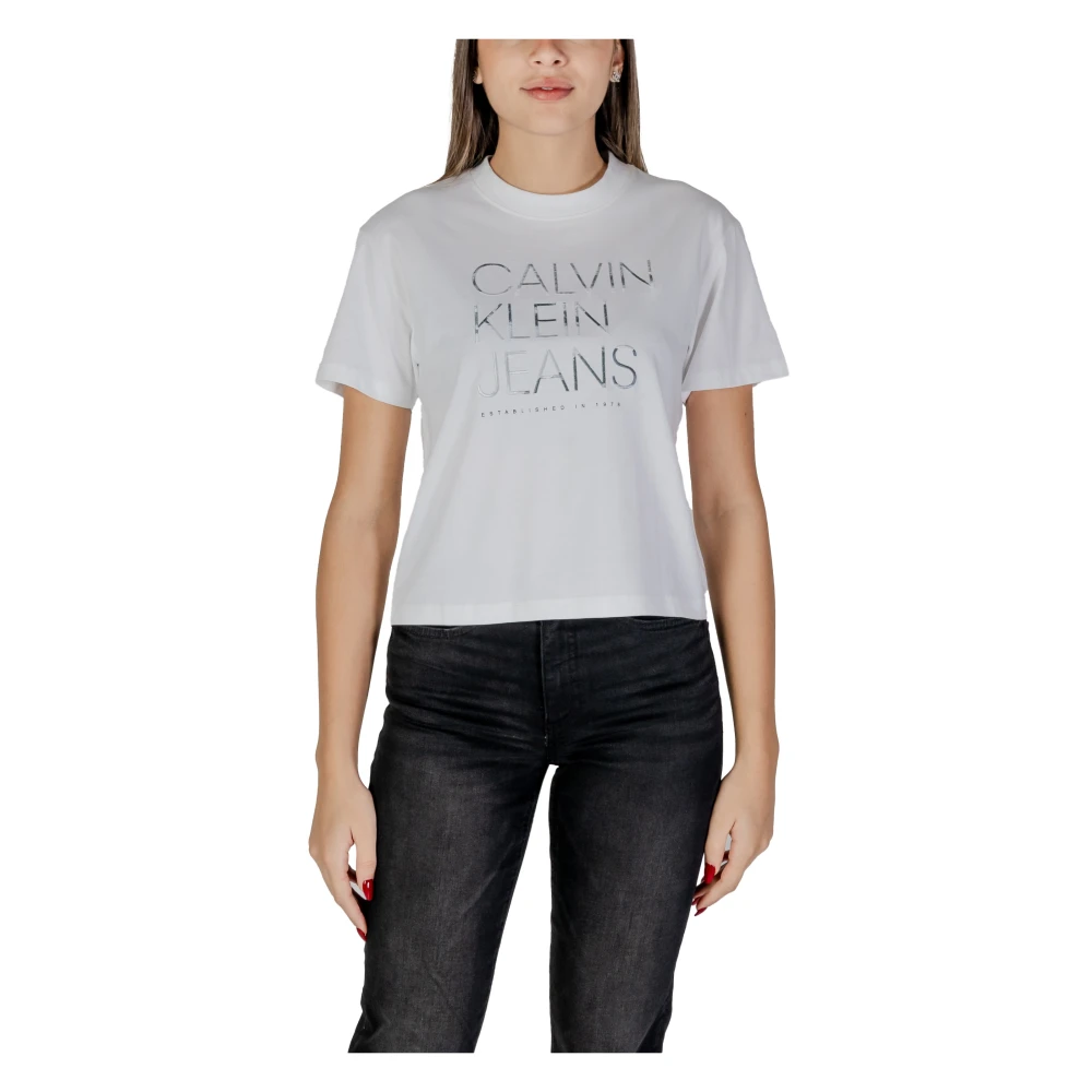 Calvin Klein Jeans Korte mouw katoenen T-shirt collectie White Dames