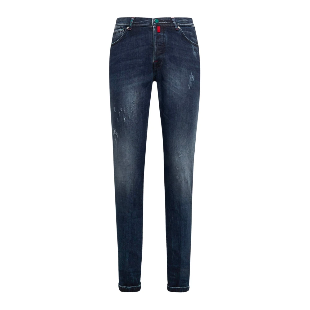 Kiton Slim Fit Katoenen Jeans Blue Heren