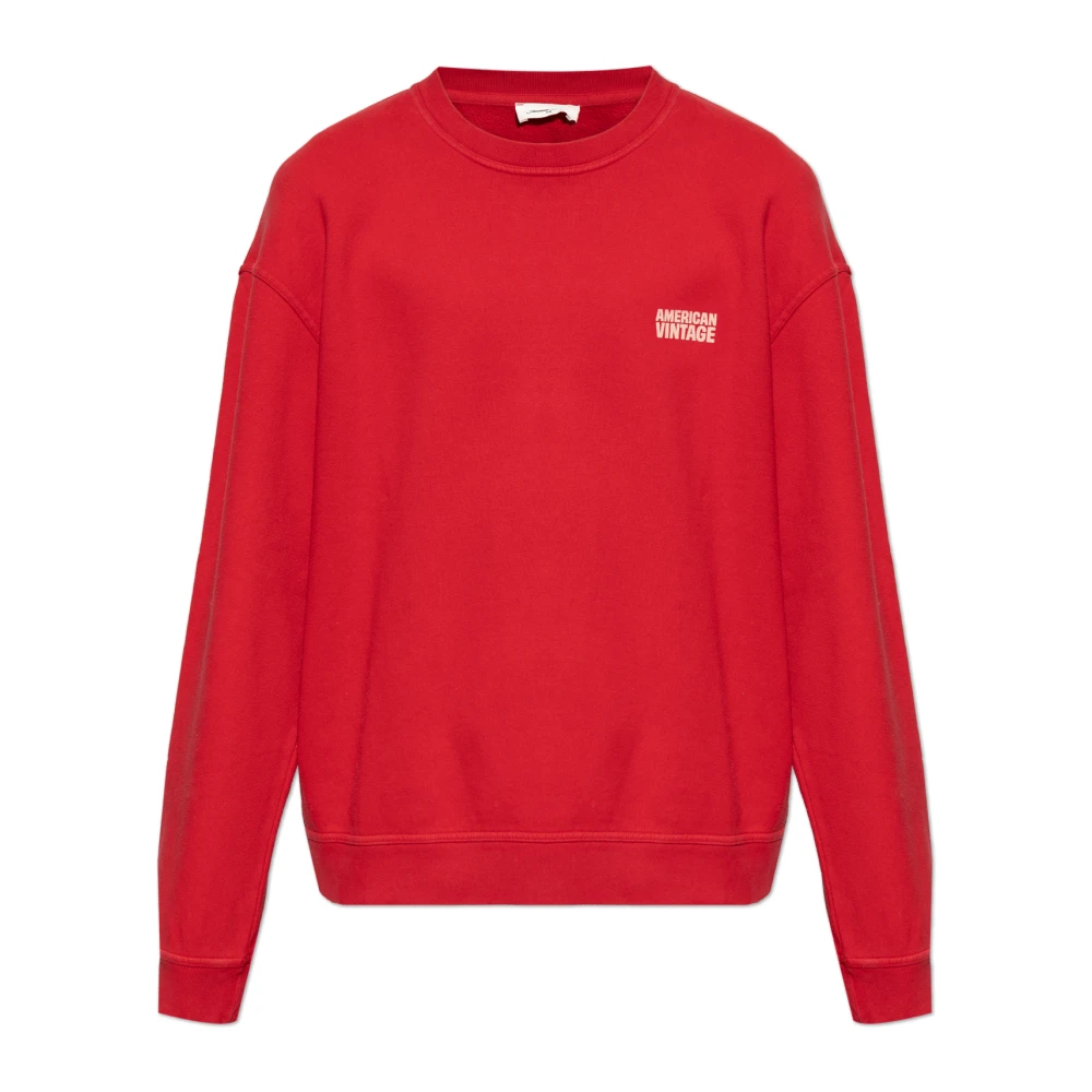 American Vintage Uomo Rosso Felpa Con Logo Stampato