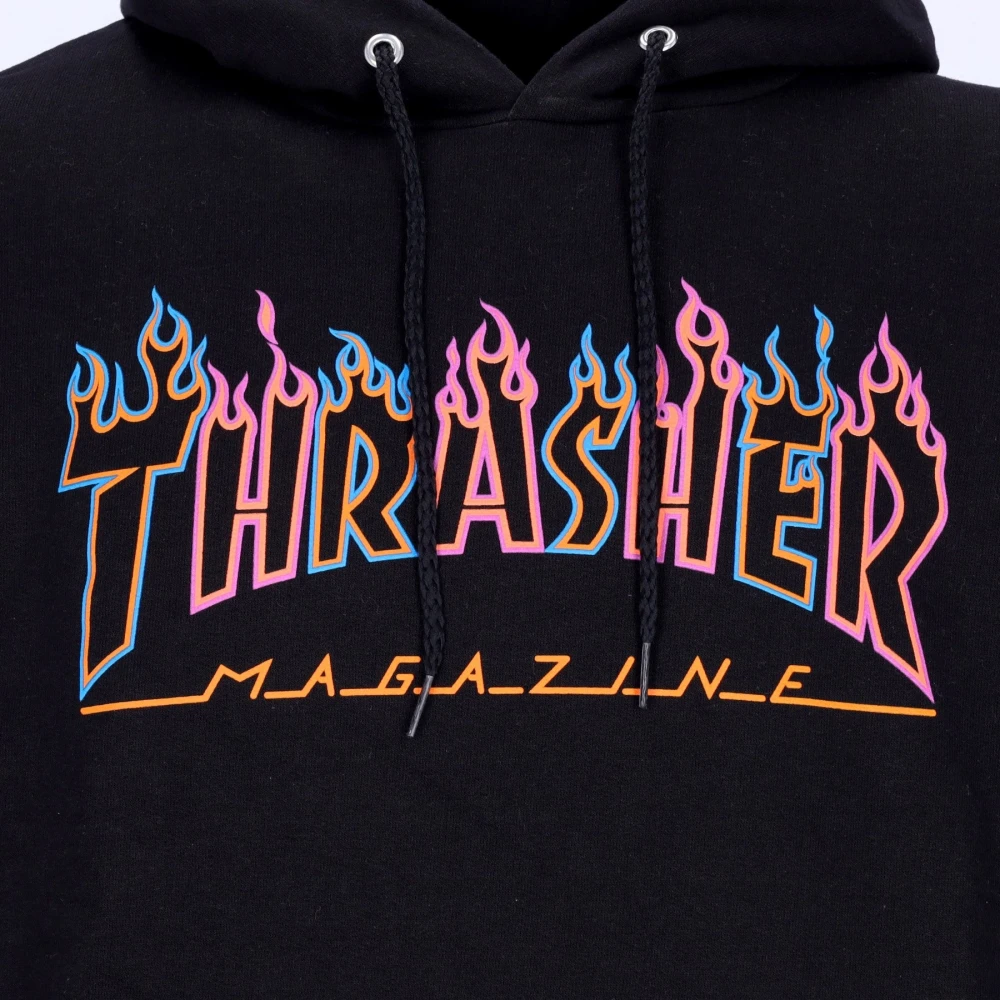 Thrasher Flame Neon Hood Sweatshirt Zwart Black Heren