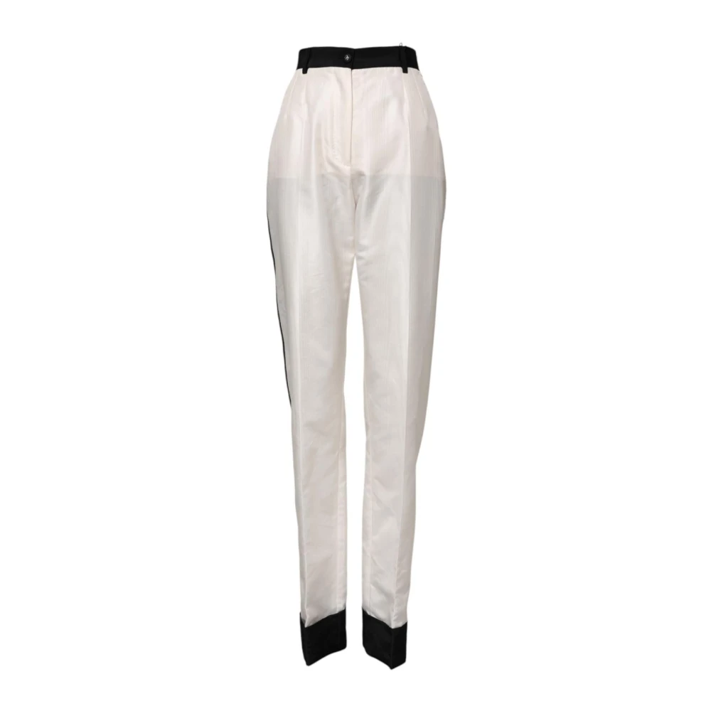 Dolce & Gabbana Women's White High Waist Straight Dress Trouser Pants