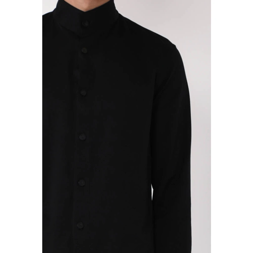 Emporio Armani Jersey Katoenen Overhemd met Voorknoopsluiting Black Heren