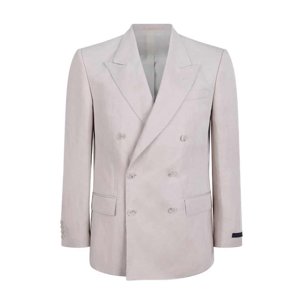 Boss Mannelijk Grijs Kostuums Heren, L, Double-Breasted Blazer