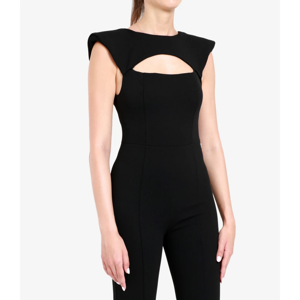Aniye By Zwarte Flared Jumpsuit met Schoudervullingen Black Dames