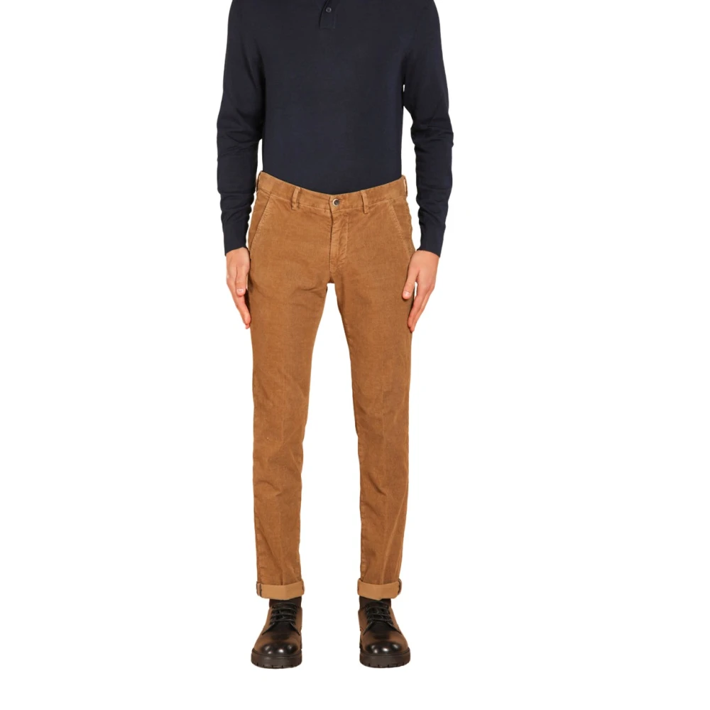 Mason's Fluweel Gestreepte Slim Fit Chino Broek Brown Heren