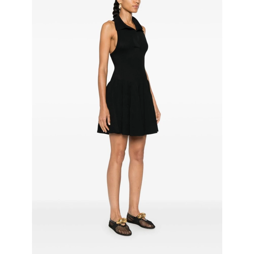 Alaïa Zwarte Piquet Gebreide Polojurk Black Dames