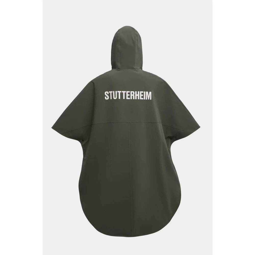 Stutterheim Matte Poncho met Logo Print Green Dames
