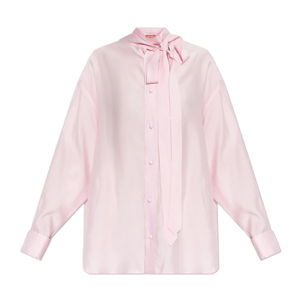 Kenzo Vrouw Roze Shirt Met Decoratieve Strik In De Halslijn