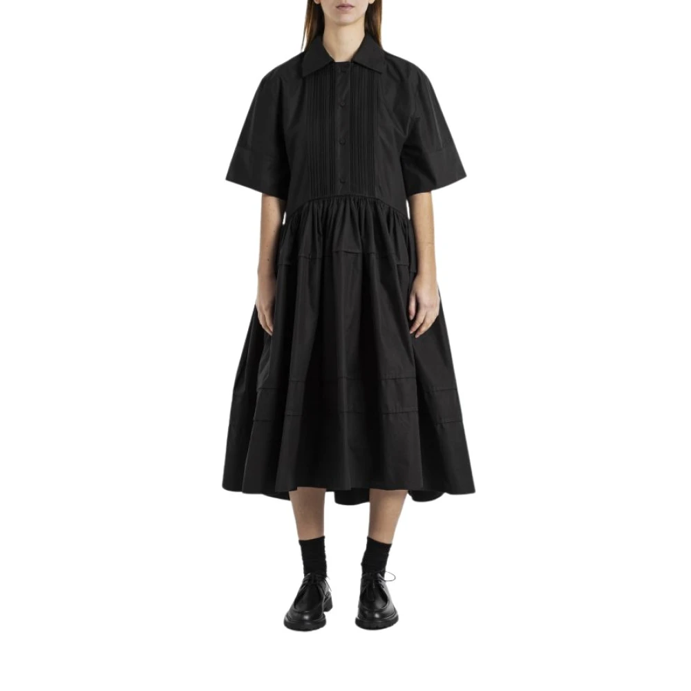 Jil Sander Zwarte Poplin Blouse Jurk Black Dames