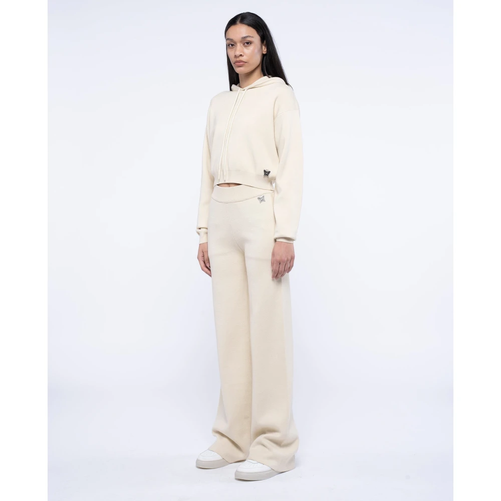 John Richmond Cropped hoodie met verstelbaar trekkoord White Dames