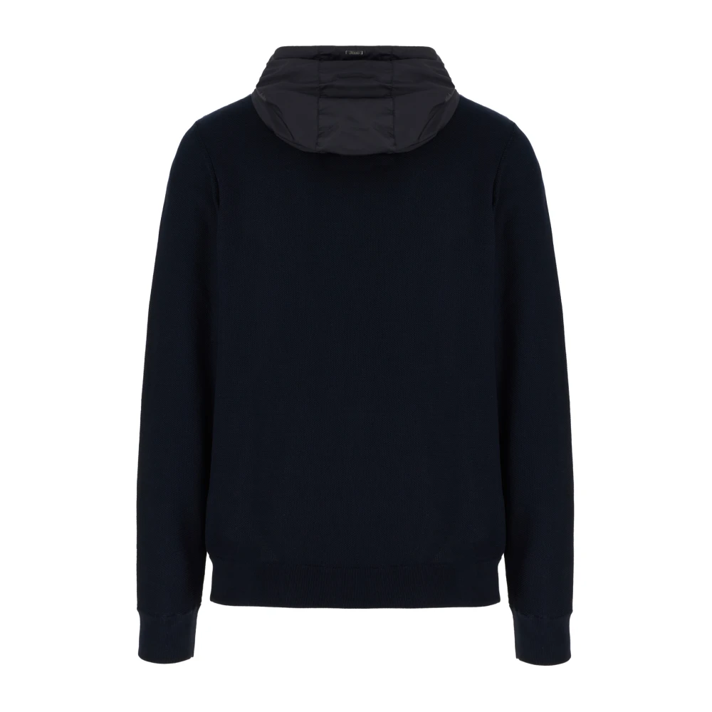 Herno Zip-Up Hooded Drawstring Jacket Blue Heren