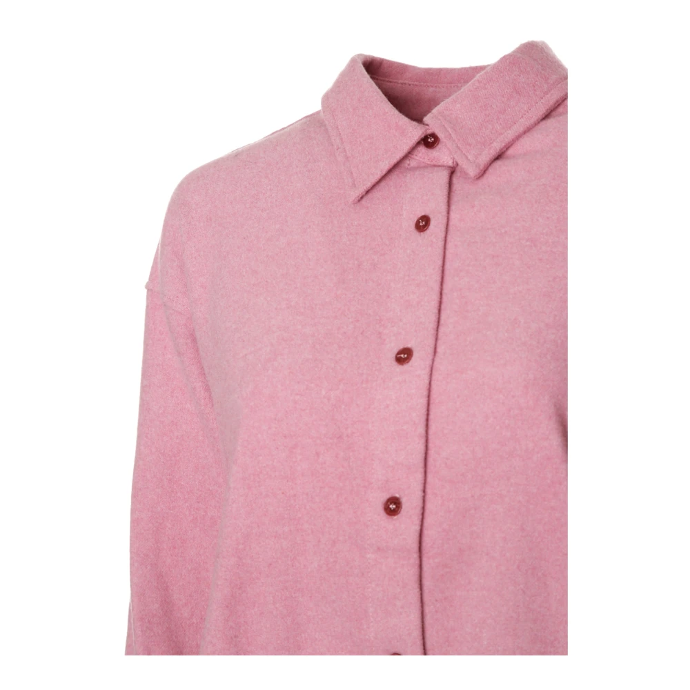 American vintage Blouse met lange mouwen en puntkraag Pink Dames