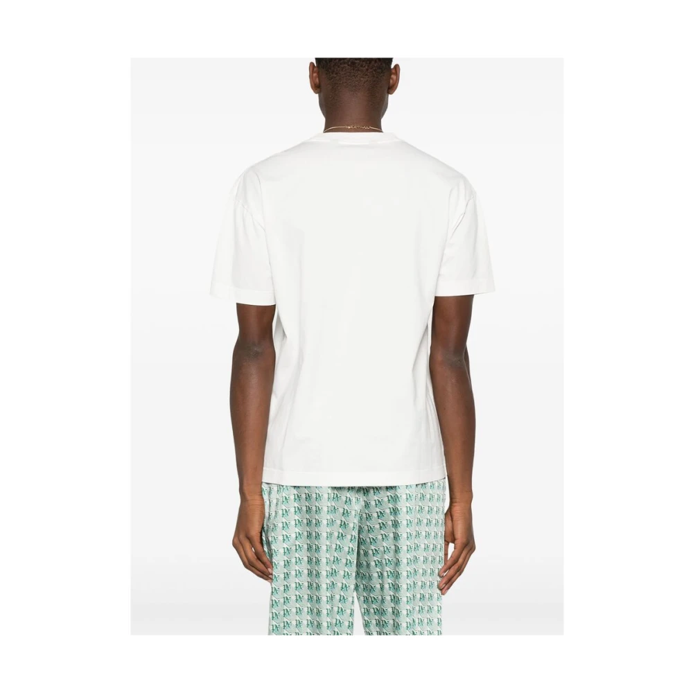 Palm Angels Witte Crew Neck Drop Shoulder T-shirt White Heren