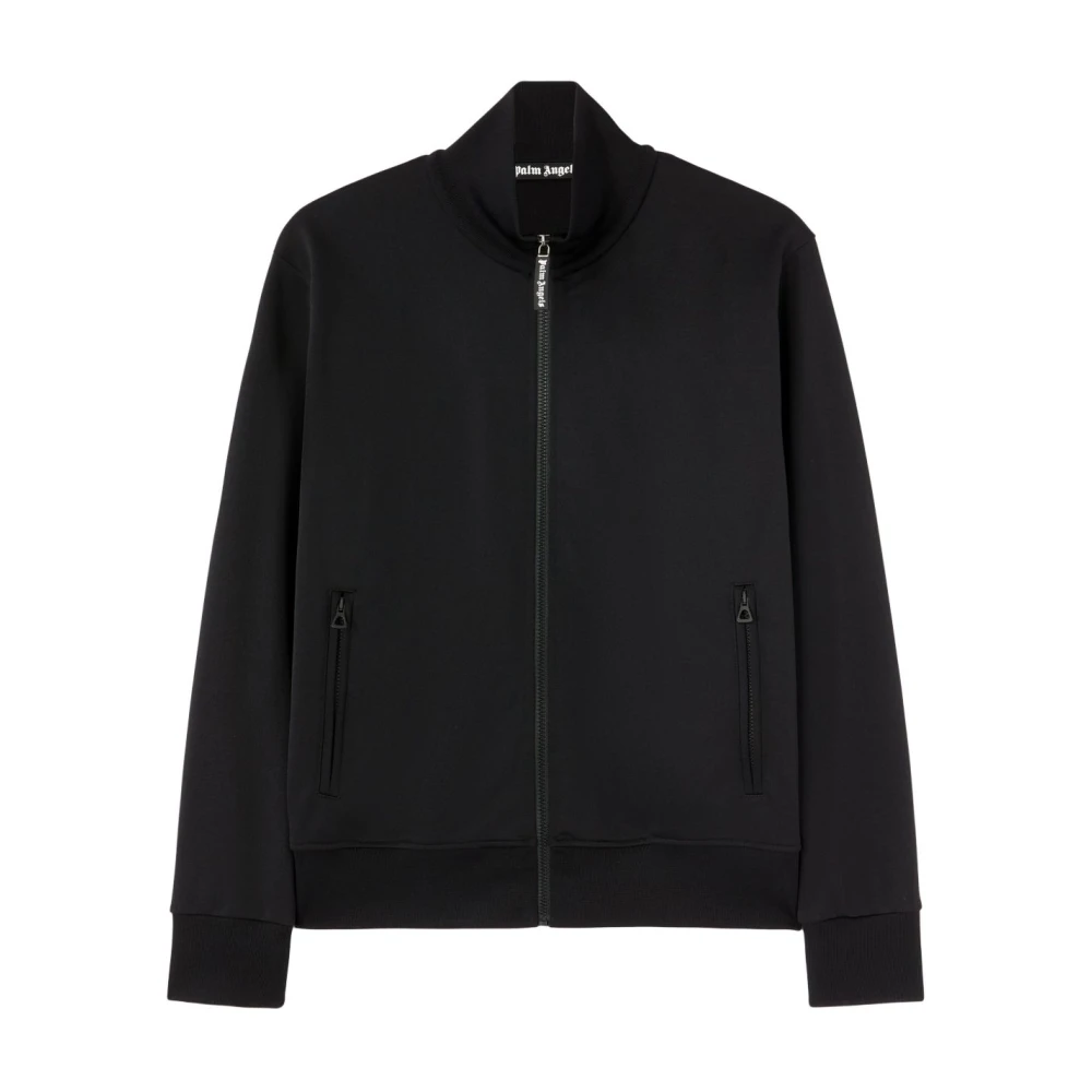 Palm Angels Zwarte jas met ritssluiting en zakken Black Heren