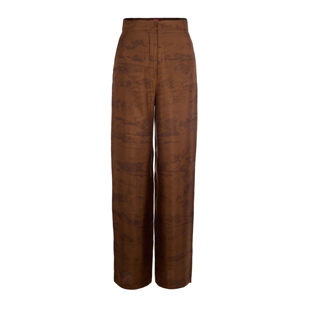 Max Mara Studio Brown Pantalone Vasaio Cioccolato - Female - Wide Trousers - S - Trousers