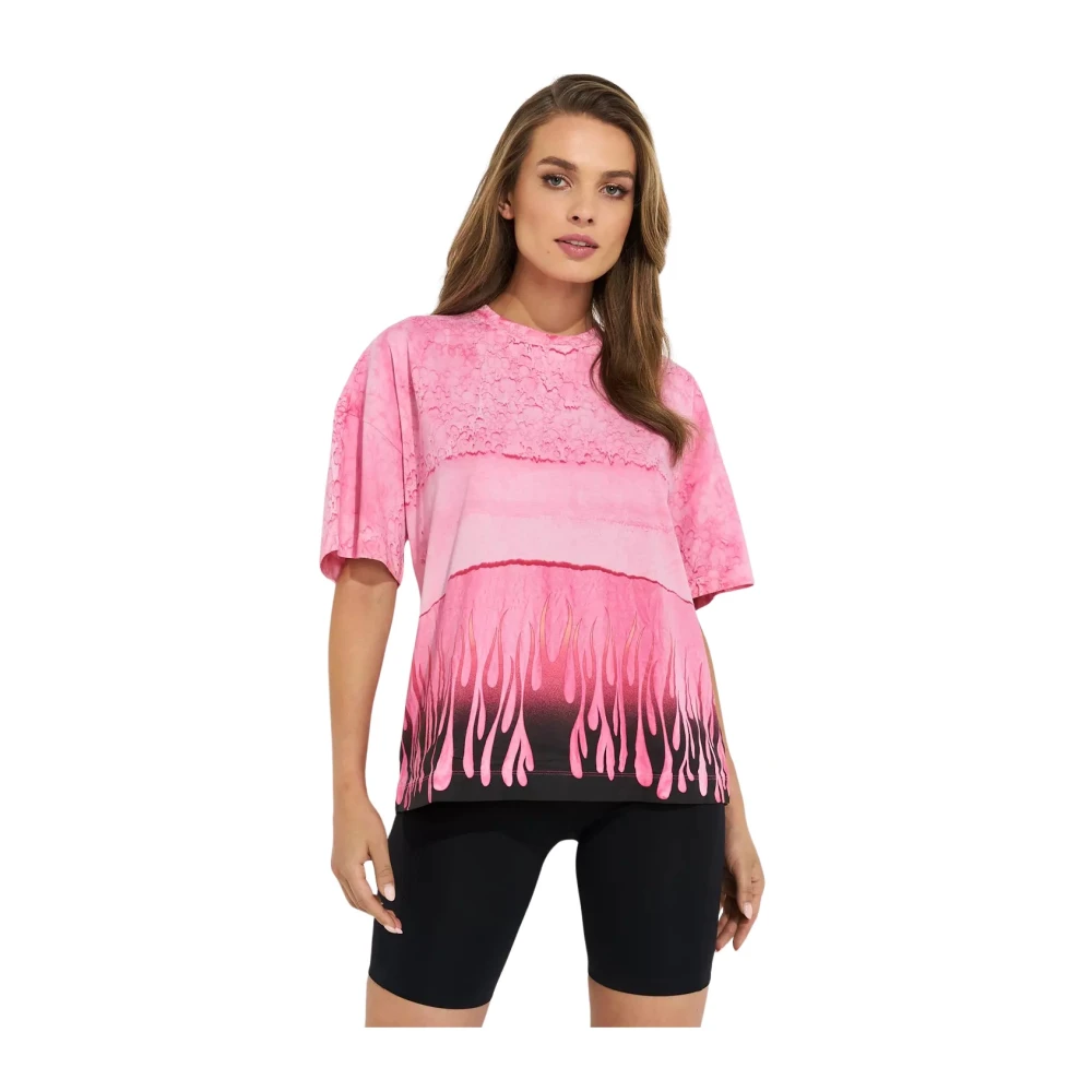 Kenzo Rosa Fire Print T-shirt Pink, Dam