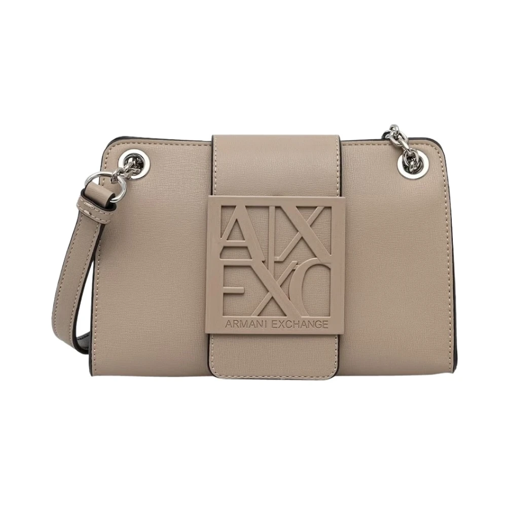 Armani Exchange Women's Beige Shoulder Bags, One Size, Small Shoulder Bag With Shaped Logo