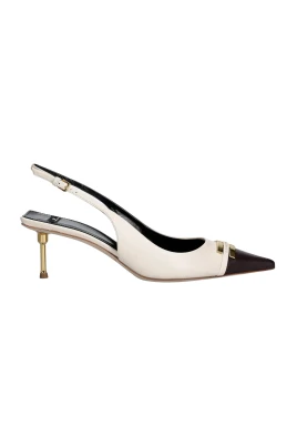 Tvåfärgade Slingbacks i Läder