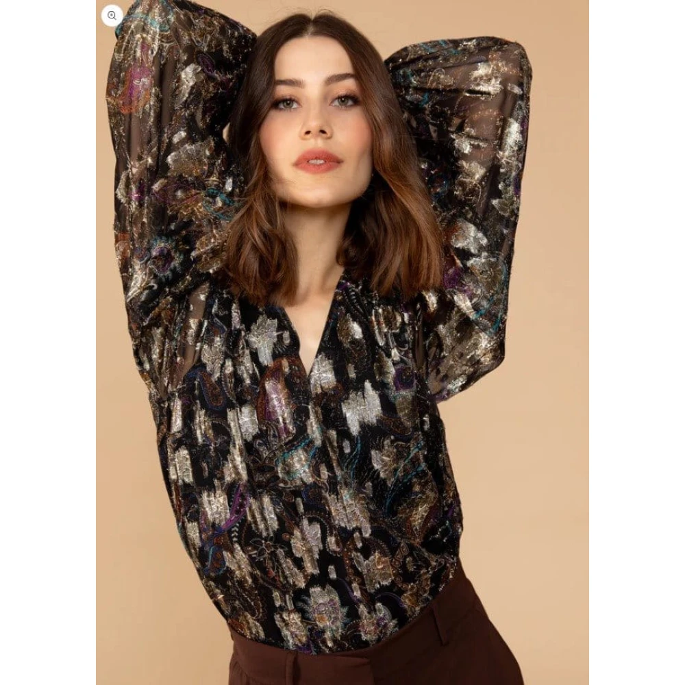 Freebird Paisley Blouse met Lurex Details Multicolor Dames