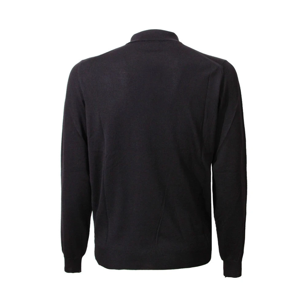 Zanone Zwarte polo met lange mouwen en slim fit Black Heren