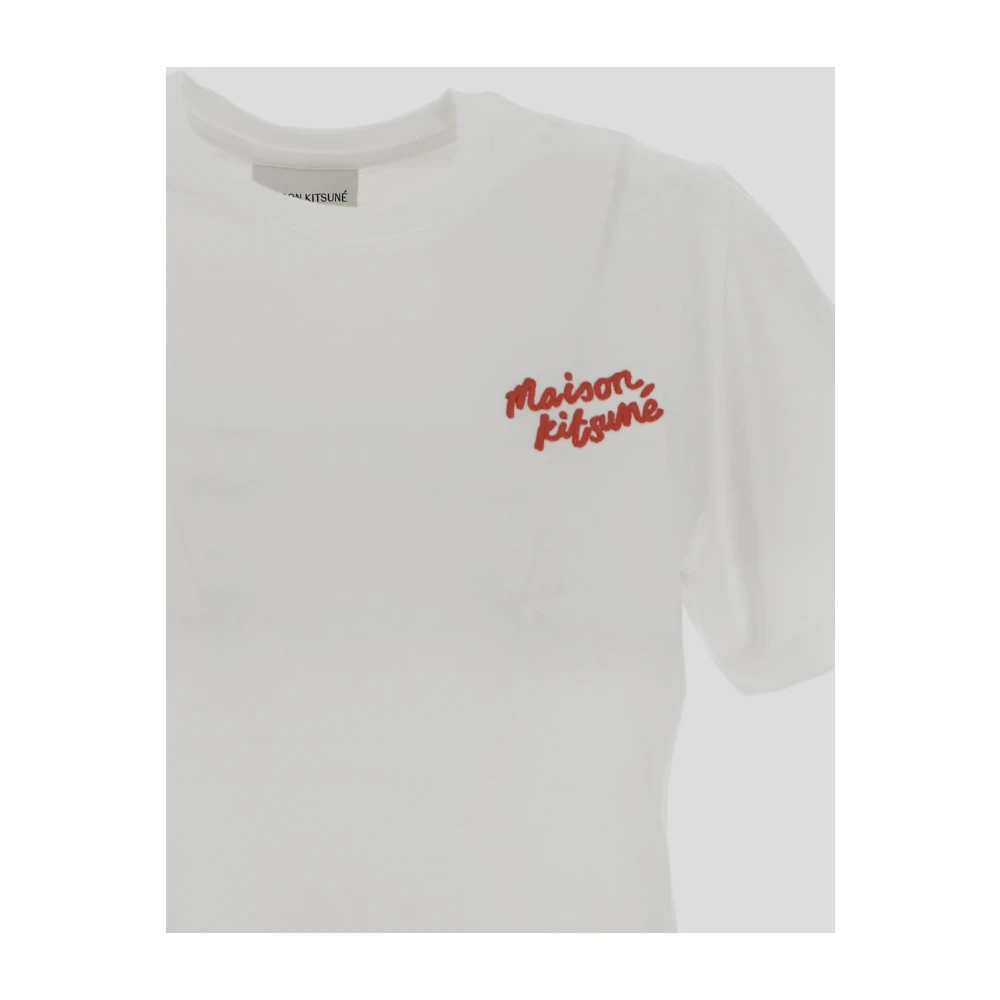 Maison Kitsuné Geborduurd Logo T-Shirt White Dames