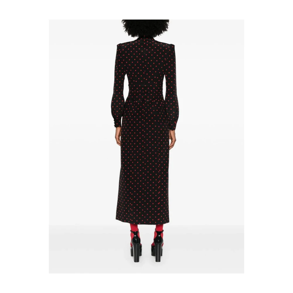 Alessandra Rich Zijden jurk met polkadot en riem Black Dames