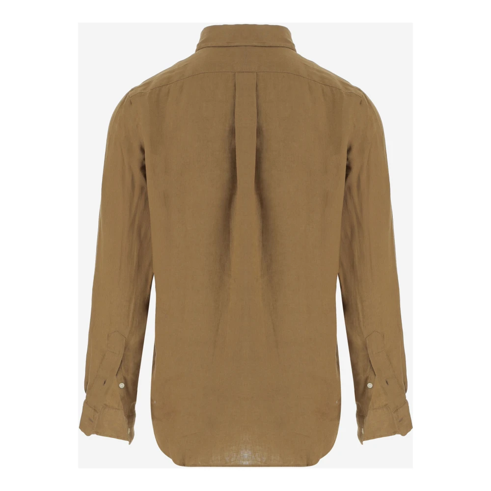 Polo Ralph Lauren Linnen Logo Overhemd Bruin Brown Heren