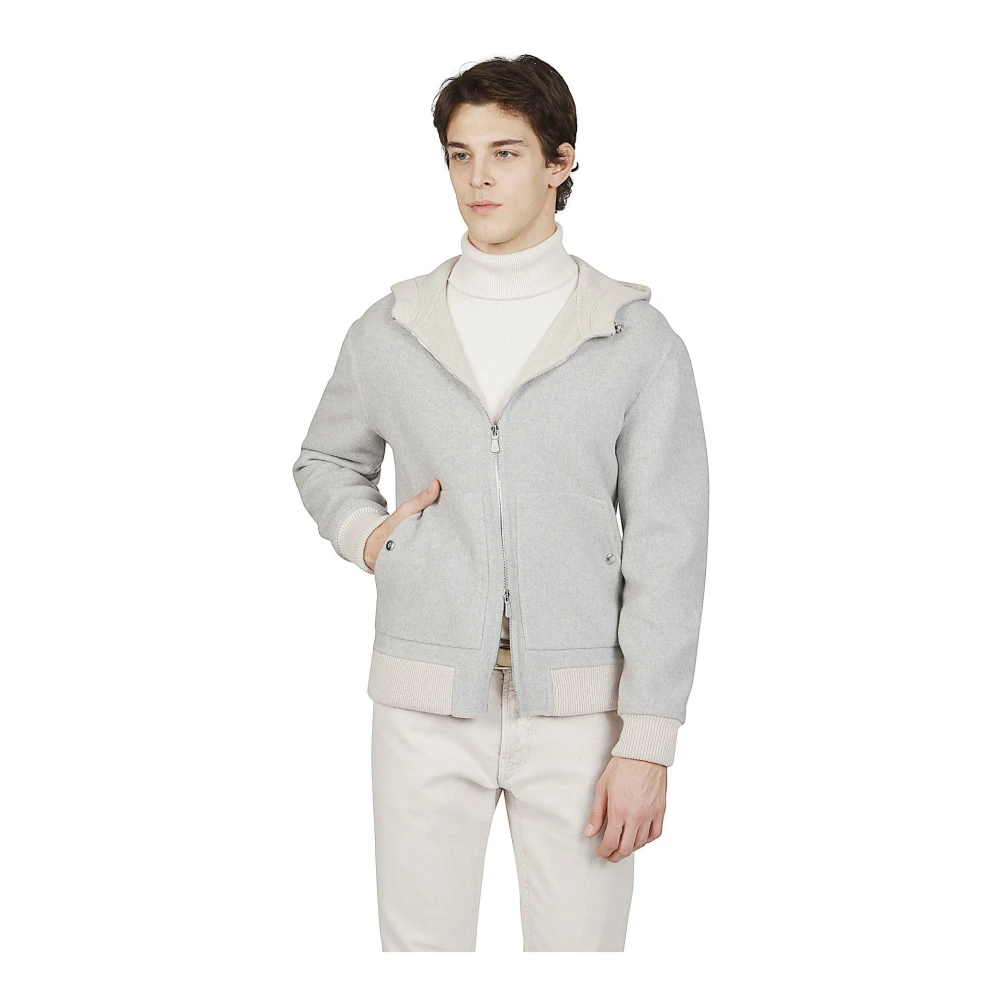 Eleventy Omkeerbare Cashmere Bomber Jas Gray Heren