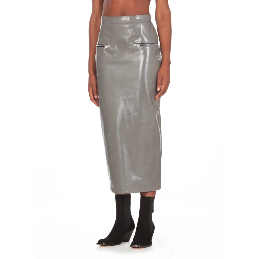 Msgm Grijze Rok met Ritszakken en Split Gray Dames