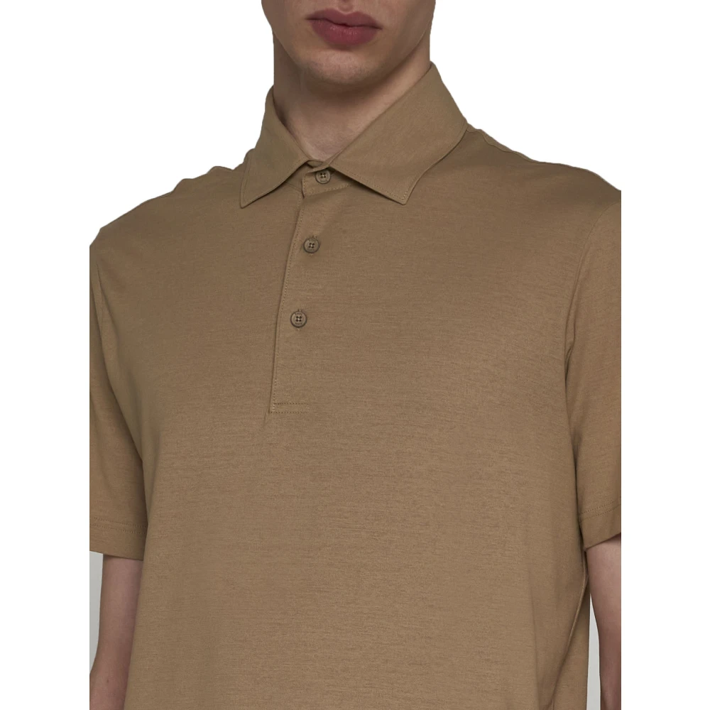 Herno Beige Katoenen Polokraag Shirt Brown Heren