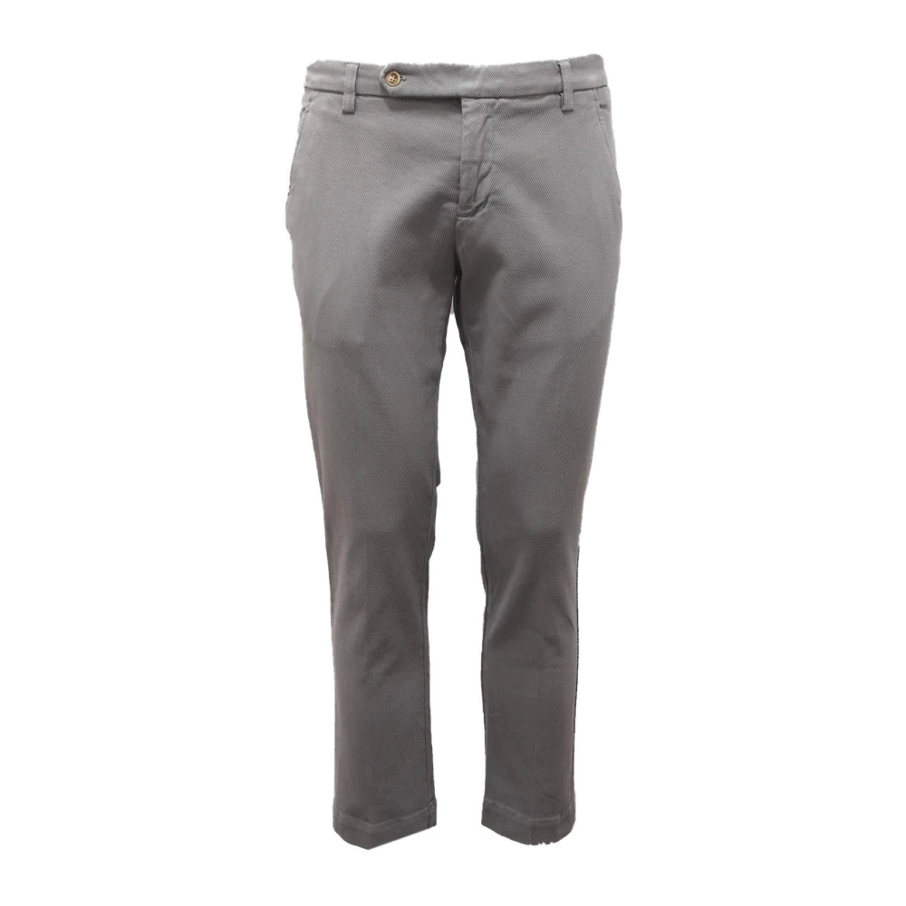 Entre Amis Men's Gray Slim-Fit Trousers, W32, Striped Cotton Blend Trousers