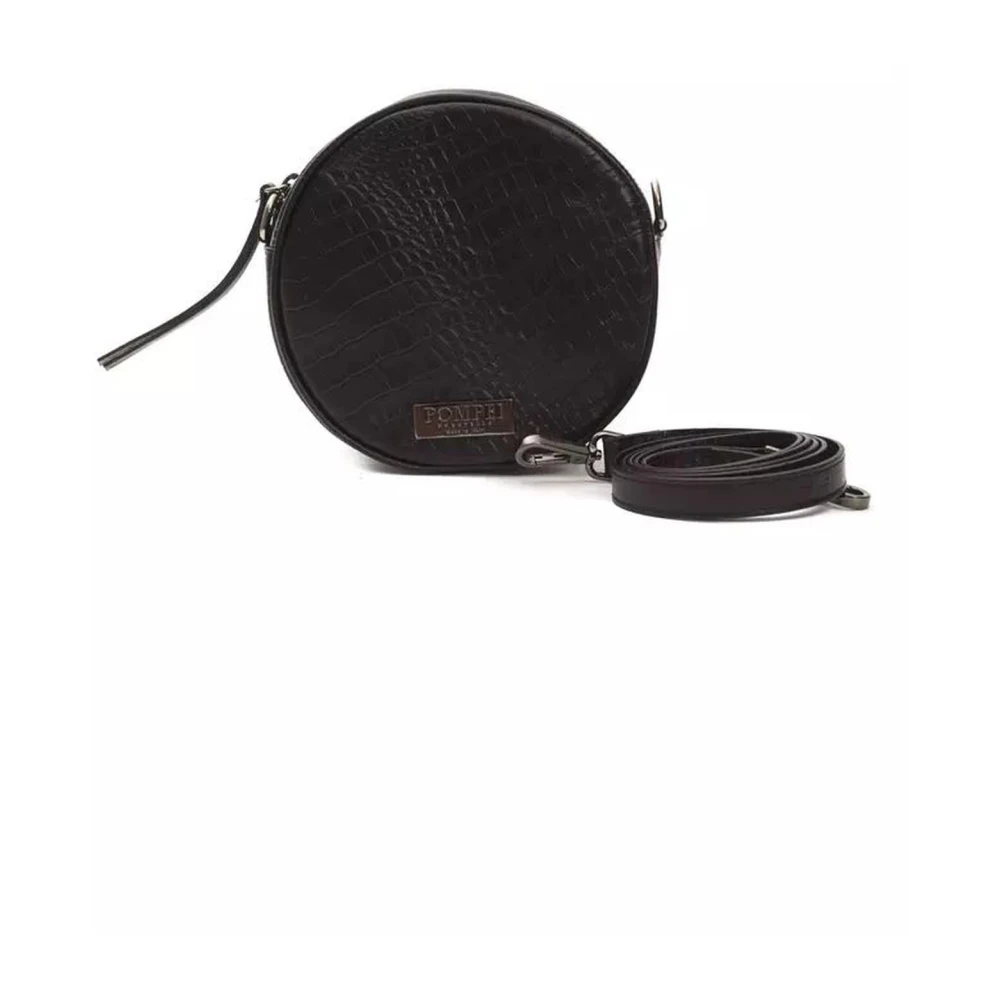 Pompei Donatella Elegant Krokodiltryck Läder Crossbody-väska Black, Dam