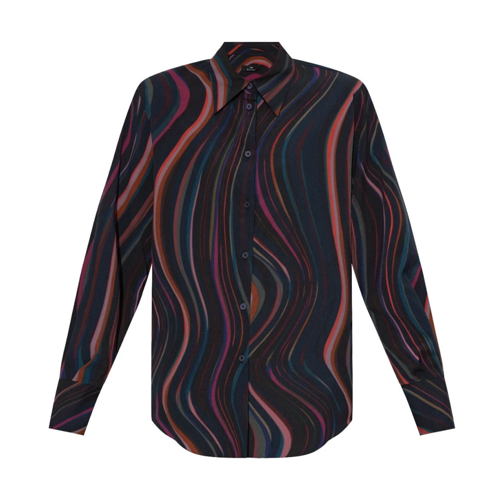Paul Smith Blauw Overhemd Met Grafische Print En Knopen Multicolor Dames