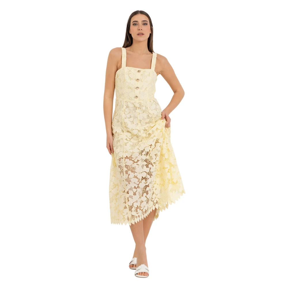 Kocca Women's Beige Macramé Lace Midi Dress - Midi Dresses - M - Dresses