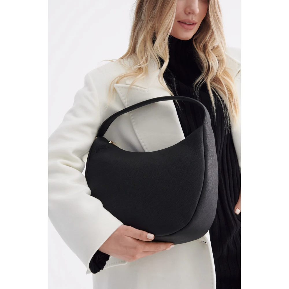 Estro Dames Zwarte Halvemaantasje gemaakt van Echt Leer Er00114202 Black Dames