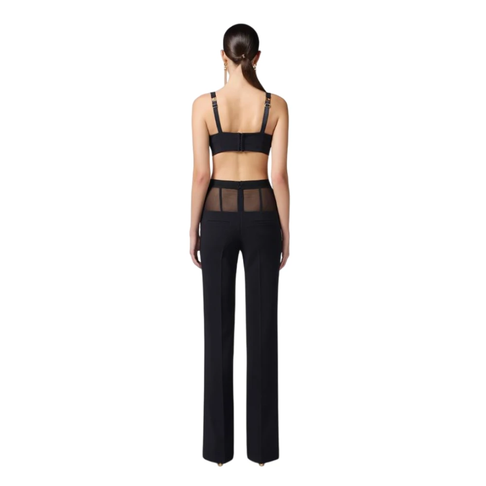 Elisabetta Franchi Zwarte Flared Broek Basque Tule Black Dames