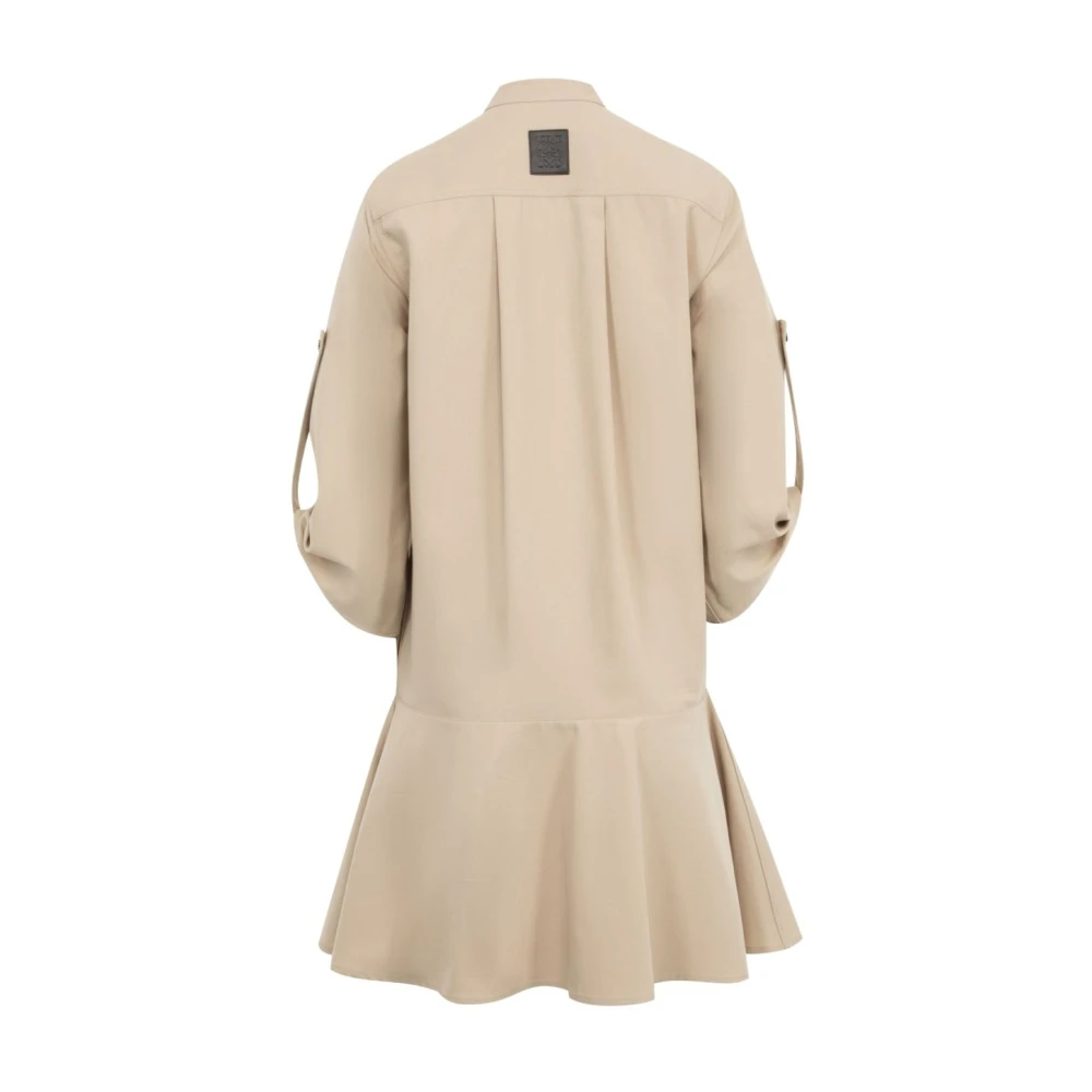 Loewe Beige Katoenen Chemisier Jurk met Anagram Patch Beige Dames