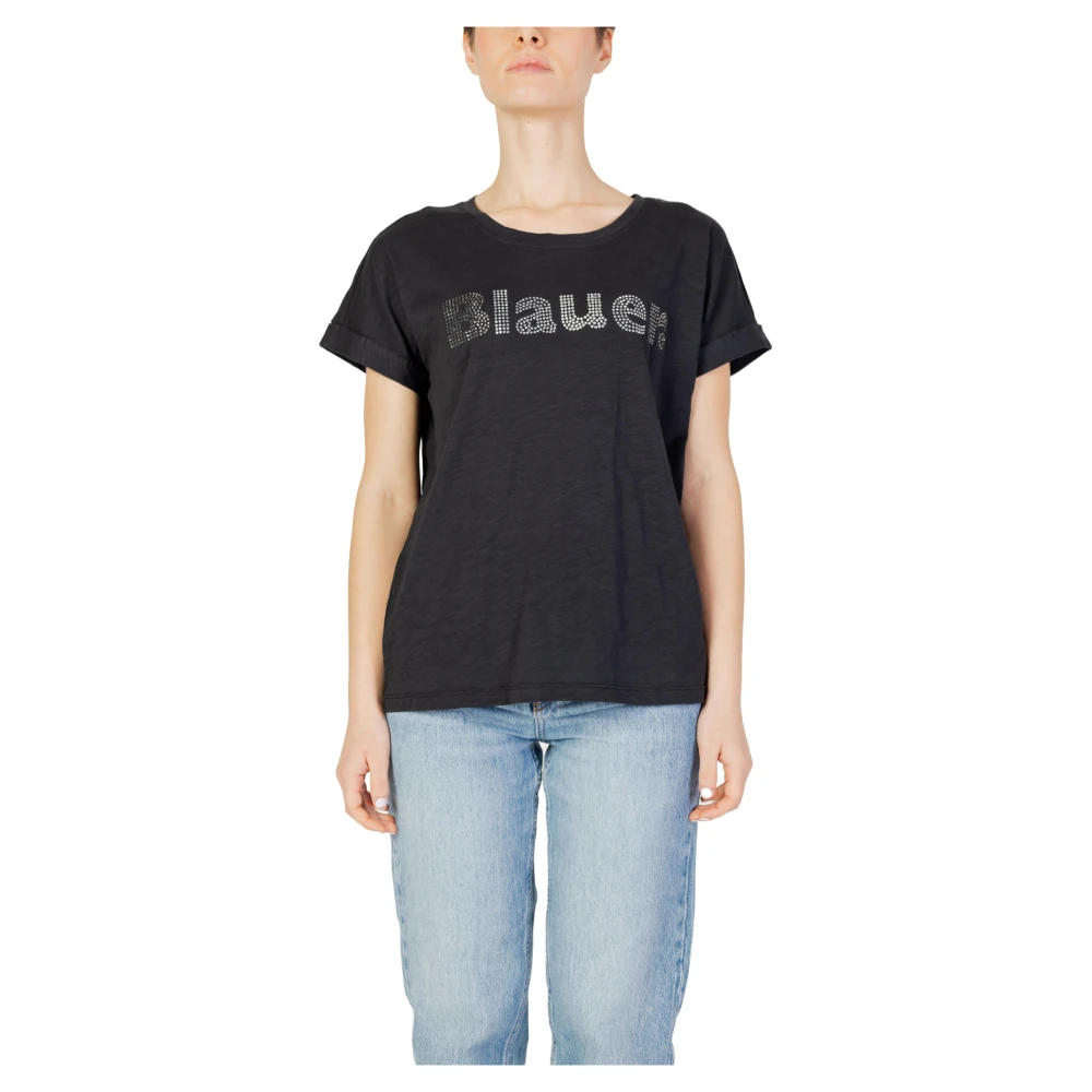Blauer Dames T-Shirt Lente Zomer Collectie Black Dames